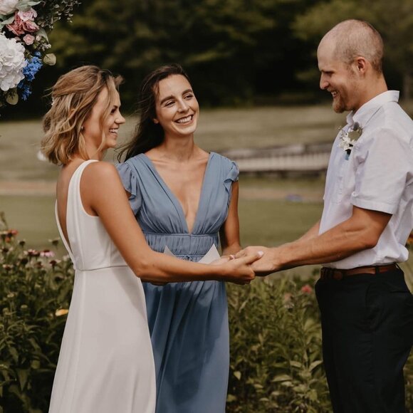 Lulus I'm All Yours Slate Blue Ruffled Maxi Dress - Size S - Picture 7 of 9